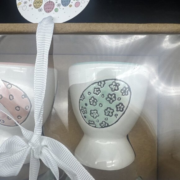 Grace Teaware Bunny Boulevard Colorful Ceramic Egg Cups Set Of 4 NEW Farmhouse - Picture 3 of 8